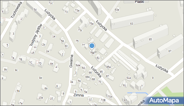 Kraków, Łużycka, 79a, mapa Krakowa