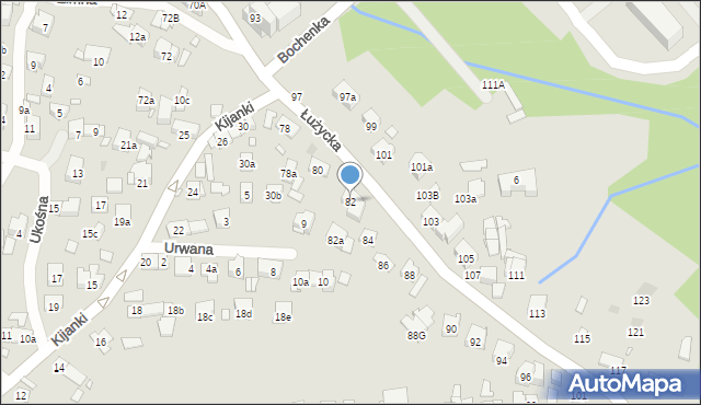 Kraków, Łużycka, 82, mapa Krakowa