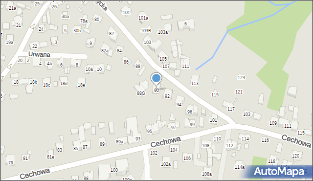 Kraków, Łużycka, 90, mapa Krakowa