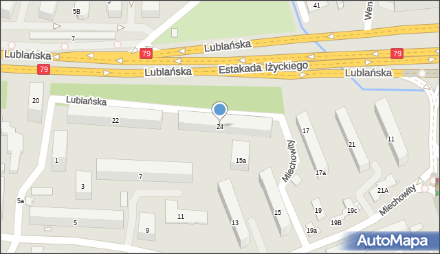 Kraków, Lublańska, 24, mapa Krakowa