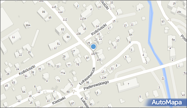 Krosno, Łukasiewicza Ignacego, 102, mapa Krosna
