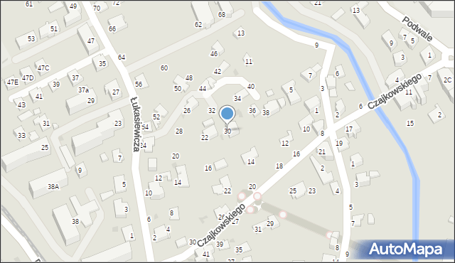 Krosno, Łukasiewicza Ignacego, 30, mapa Krosna