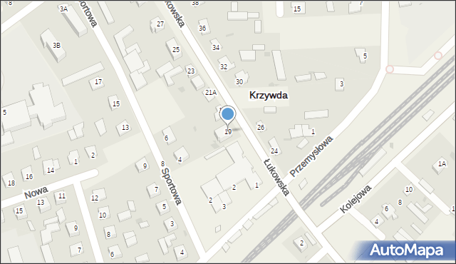 Krzywda, Łukowska, 19, mapa Krzywda