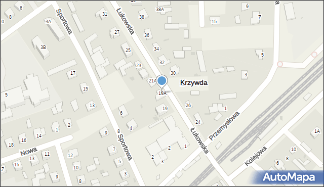 Krzywda, Łukowska, 19A, mapa Krzywda