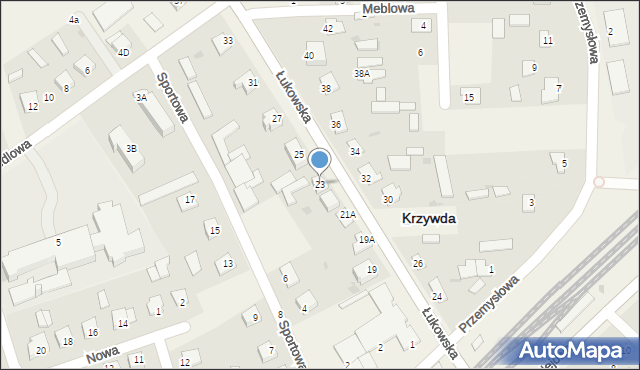 Krzywda, Łukowska, 23, mapa Krzywda