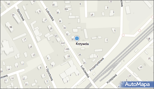 Krzywda, Łukowska, 28, mapa Krzywda