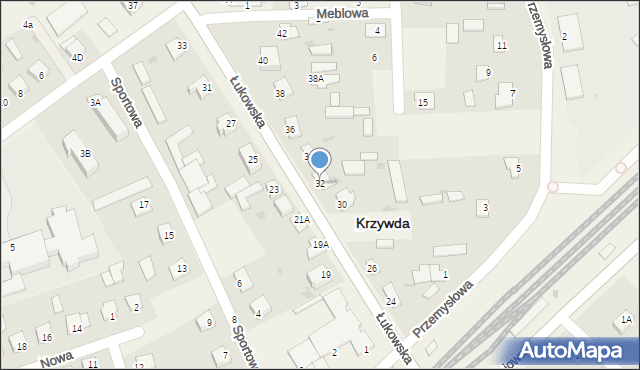 Krzywda, Łukowska, 32, mapa Krzywda