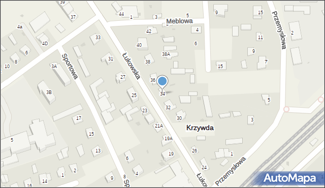 Krzywda, Łukowska, 34, mapa Krzywda