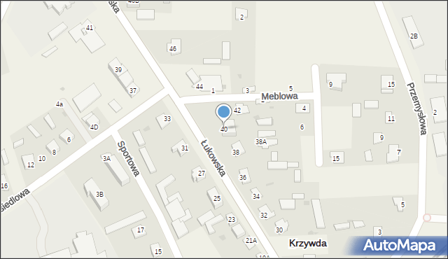 Krzywda, Łukowska, 40, mapa Krzywda