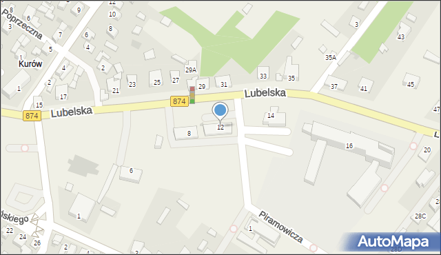 Kurów, Lubelska, 12, mapa Kurów