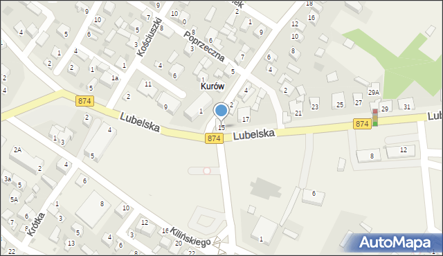 Kurów, Lubelska, 15, mapa Kurów