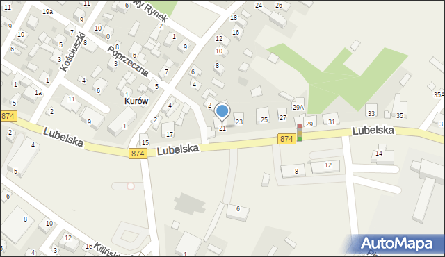 Kurów, Lubelska, 21, mapa Kurów