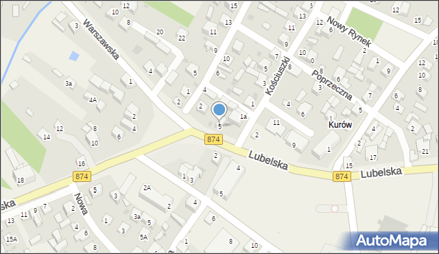 Kurów, Lubelska, 5, mapa Kurów