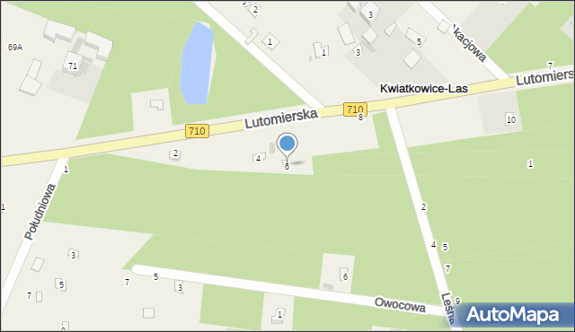 Kwiatkowice-Las, Lutomierska, 6, mapa Kwiatkowice-Las