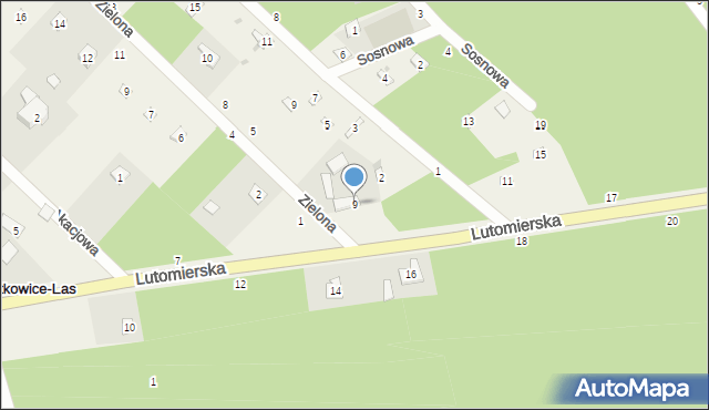 Kwiatkowice-Las, Lutomierska, 9, mapa Kwiatkowice-Las