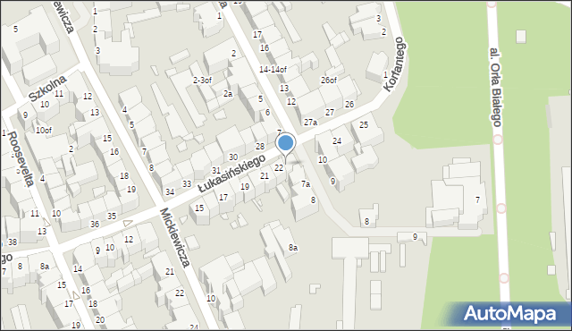 Legnica, Łukasińskiego Waleriana, mjr., 23, mapa Legnicy