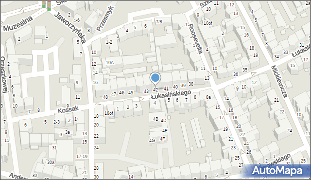 Legnica, Łukasińskiego Waleriana, mjr., 42, mapa Legnicy