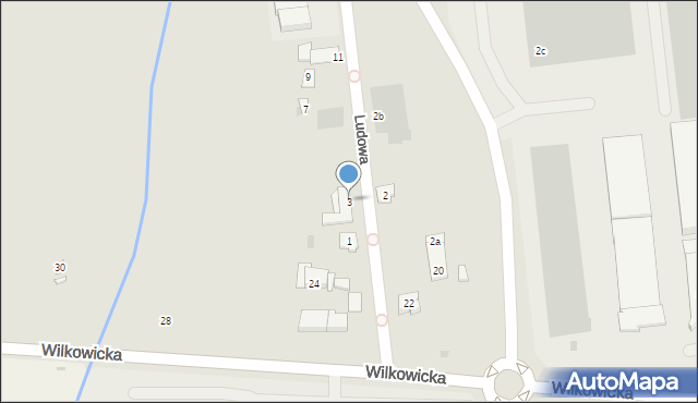 Leszno, Ludowa, 3, mapa Leszno