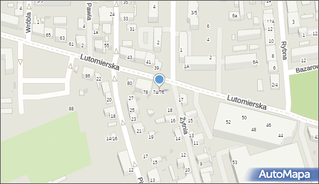 Łódź, Lutomierska, 74/76, mapa Łodzi