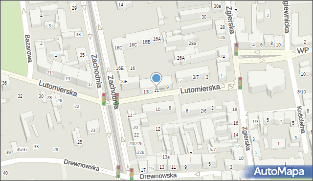 Łódź, Lutomierska, 11, mapa Łodzi