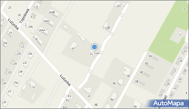 Łomianki Dolne, Łużycka, 12a, mapa Łomianki Dolne