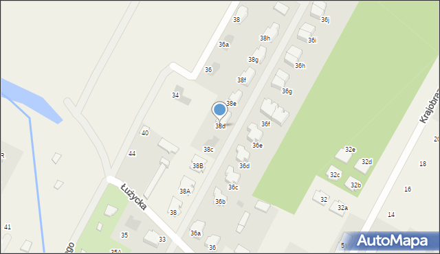 Łomianki Dolne, Łużycka, 38d, mapa Łomianki Dolne