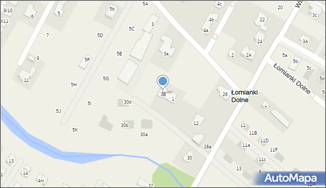 Łomianki Dolne, Łużycka, 3B, mapa Łomianki Dolne
