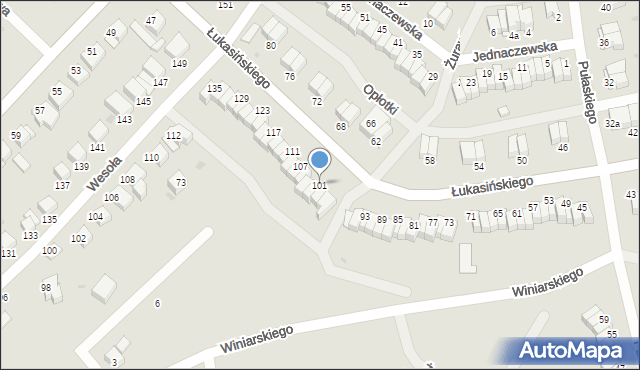 Łomża, Łukasińskiego Waleriana, mjr., 101, mapa Łomży