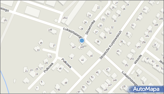 Łomża, Łukasińskiego Waleriana, mjr., 143, mapa Łomży