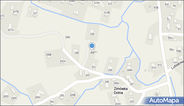 Lubatowa, Lubatowa, 305, mapa Lubatowa