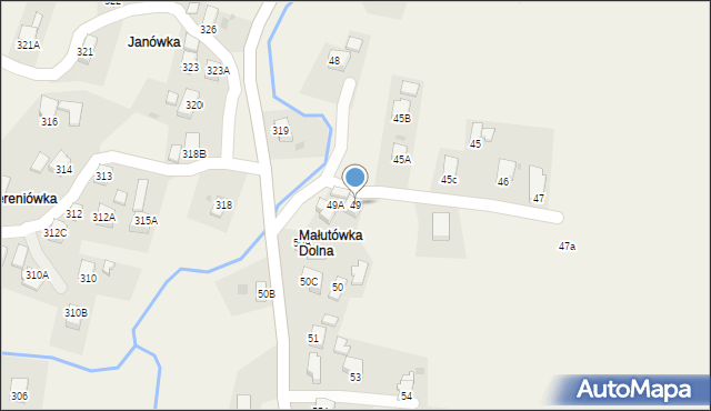 Lubatowa, Lubatowa, 49, mapa Lubatowa