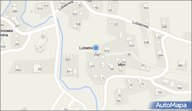 Lubatowa, Lubatowa, 67B, mapa Lubatowa