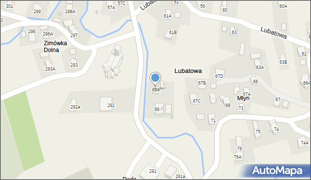 Lubatowa, Lubatowa, 69A, mapa Lubatowa