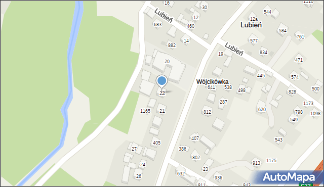 Lubień, Lubień, 22, mapa Lubień