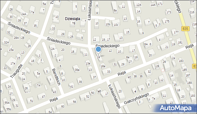 Lublin, Łukasińskiego Waleriana, mjr., 14, mapa Lublina