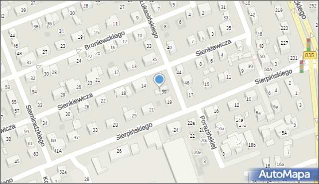 Lublin, Łukasińskiego Waleriana, mjr., 39a, mapa Lublina