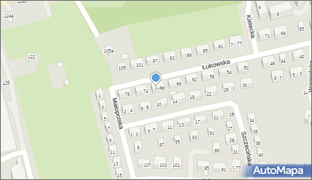 Lublin, Łukowska, 72, mapa Lublina