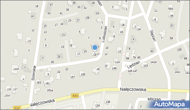 Lublin, Lubuszan, 13, mapa Lublina