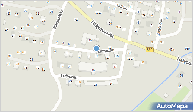 Lublin, Łużyczan, 11, mapa Lublina