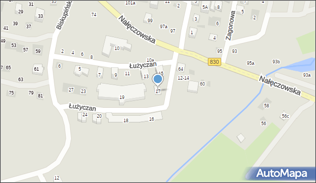 Lublin, Łużyczan, 17, mapa Lublina