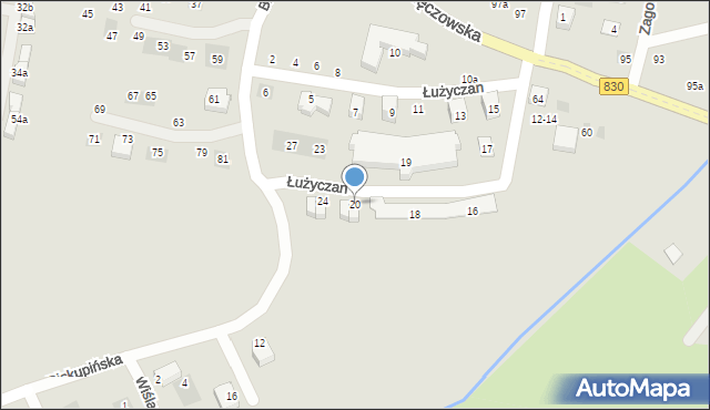 Lublin, Łużyczan, 20, mapa Lublina