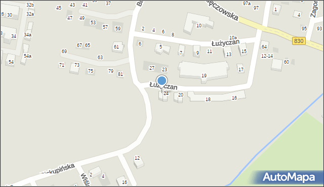 Lublin, Łużyczan, 26, mapa Lublina