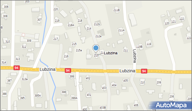 Lubzina, Lubzina, 213, mapa Lubzina