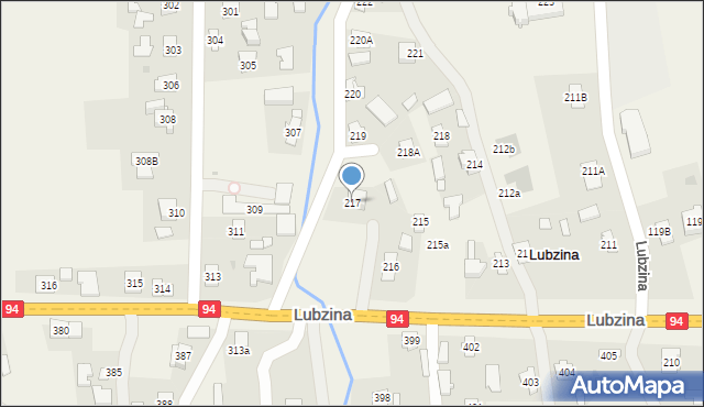 Lubzina, Lubzina, 217, mapa Lubzina