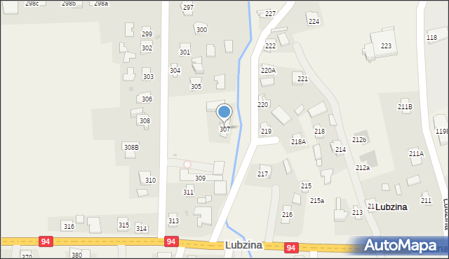 Lubzina, Lubzina, 307, mapa Lubzina