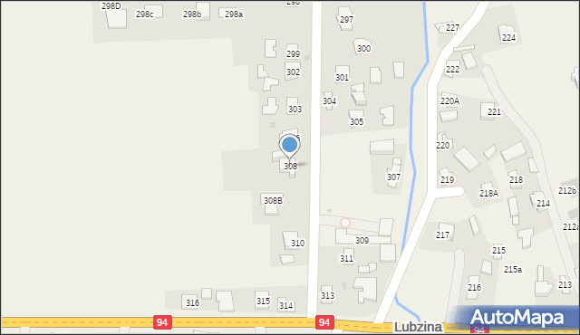 Lubzina, Lubzina, 308, mapa Lubzina