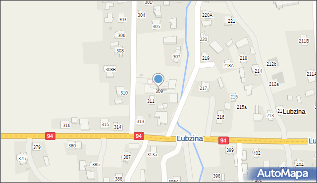 Lubzina, Lubzina, 309, mapa Lubzina