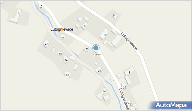 Lutogniewice, Lutogniewice, 12, mapa Lutogniewice