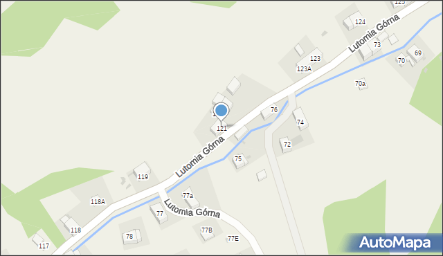 Lutomia Górna, Lutomia Górna, 121, mapa Lutomia Górna