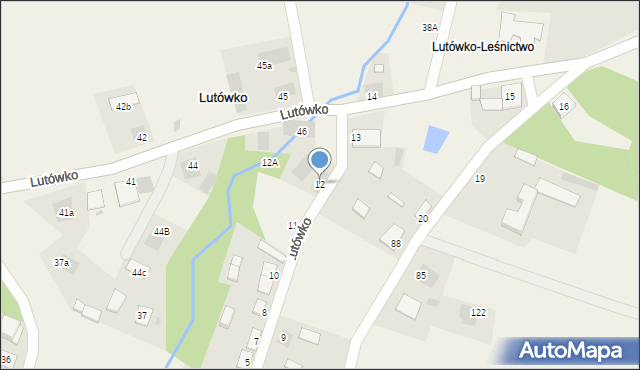 Lutówko, Lutówko, 12, mapa Lutówko